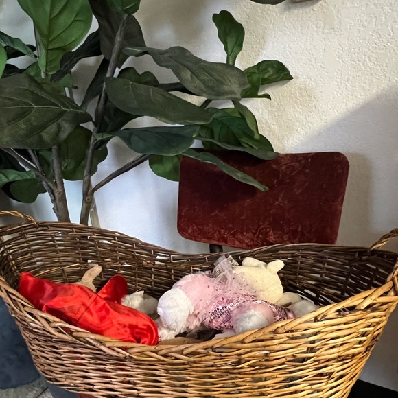 Vintage handwoven basket MCM rustic decor - Picture 2 of 4